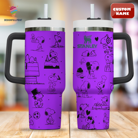 Purple Snopi Cartoon Custom Stanley Quencher CP 40oz or 30oz Engraved  Stainless Steel Tumbler With Handle