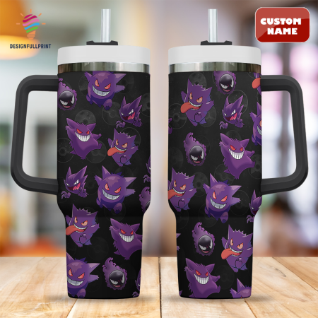 Black Gengar Pokemon Anime Custom   Quencher 30oz or 40oz Stainless Steel Tumbler With Handle CP