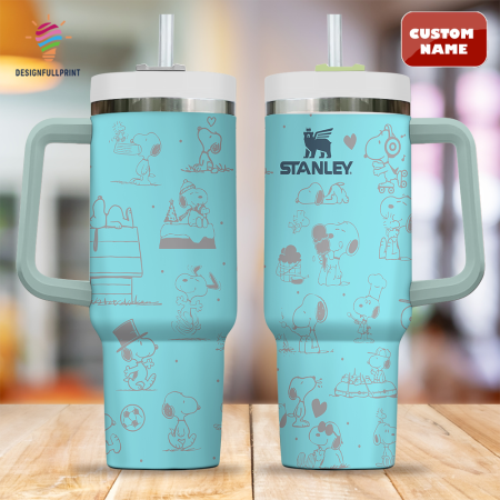 Blue Type1 Snopi Cartoon Custom Stanley Quencher CP 40oz or 30oz Engraved  Stainless Steel Tumbler With Handle