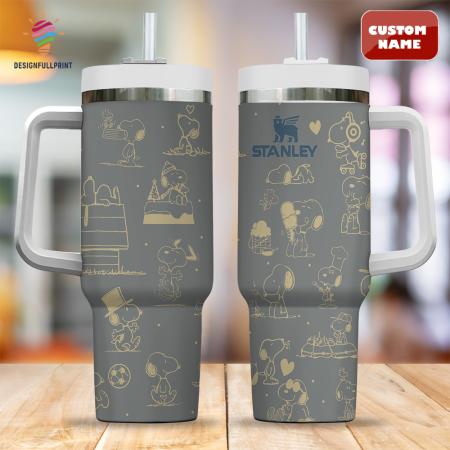 Graphite Heather Snopi Cartoon Custom Stanley Quencher CP 40oz or 30oz Engraved  Stainless Steel Tumbler With Handle