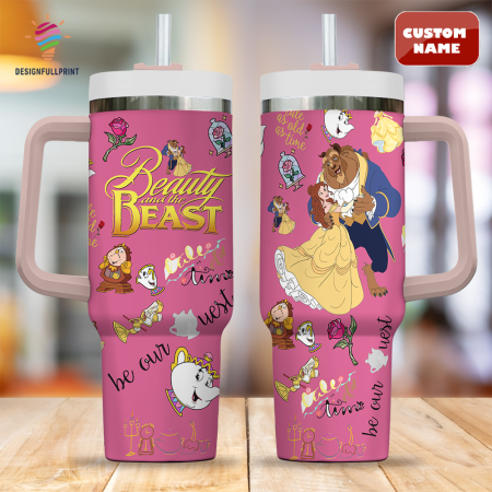 Hot Pink Beauty And The Beast Disney Gift for her,him, Birthday Xmas Halloween Gift 30oz or 40oz Tumbler CP