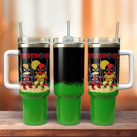 Deadpool Superhero Marvel Custom  Quencher 40oz Stainless Steel Tumbler With Handle HG With Handle