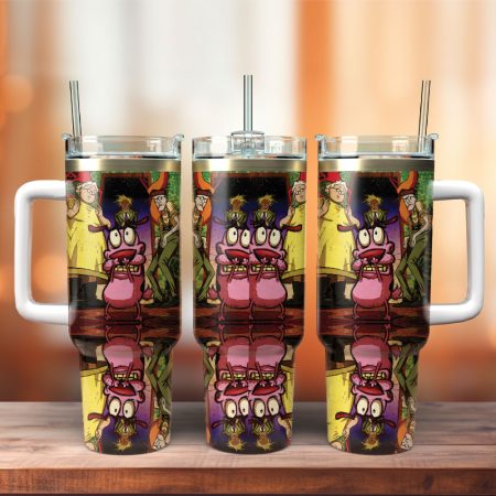 Courage The Cowardly Dog TV Series  Custom Quencher 30oz or 40oz Stainless Steel Tumbler With Handle HG With Handle