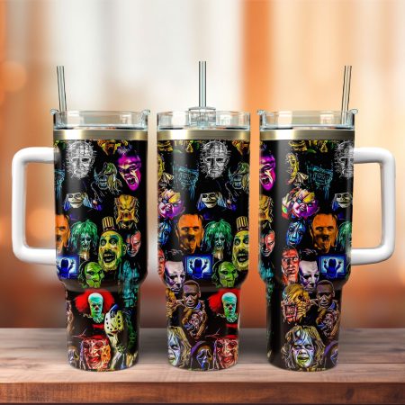 Horror Movie Characters Custom  Quencher 40oz Stainless Steel Tumbler HG With Handle