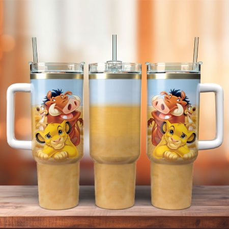 The Lion King Cartoon Movie Custom  Quencher 40oz Stainless Steel Tumbler HG With Handle