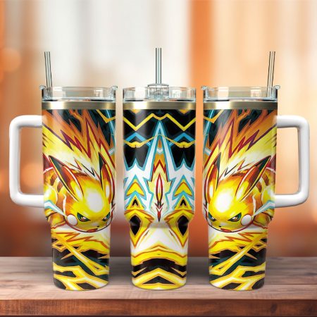 Pikachu Pokemon Cartoon Custom Stanley Quencher 30oz or 40oz Stainless Steel Tumbler With Handle HG With Handle