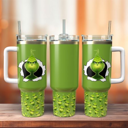 The Grinch Movie Cartoon Custom Stanley Quencher 30oz or 40oz Stainless Steel Tumbler With Handle HG With Handle
