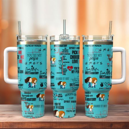 Grey’s Anatomy TV Series  Custom Quencher 30oz or 40oz Stainless Steel Tumbler With Handle HG