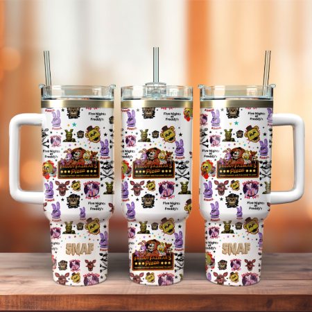 Freddy Fazbears Pizza Movie Custom  Quencher 40oz Stainless Steel Tumbler HG With Handle