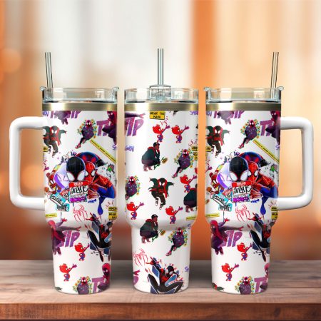 Spider Man Into The Spider Movie Custom  Quencher 40oz Stainless Steel Tumbler HG With Handle
