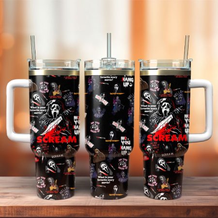 Scream Movie Custom  Quencher 40oz Stainless Steel Tumbler HG With Handle