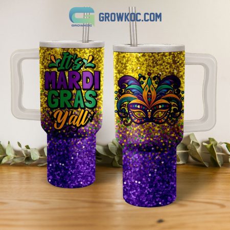 Mardi Gras Festival Fan 30oz or 40oz Stainless Tumbler With Handle NVA