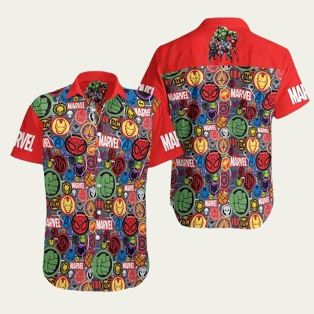 Marvel Avengers Summer Aloha Button Up Hawaiian Shirt