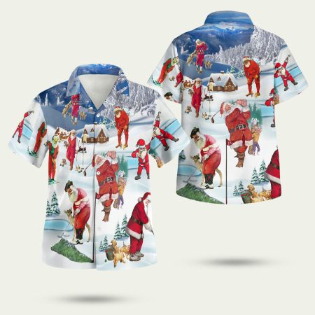 Merry Christmas Santa Playing Golf Hawaiian Shirt