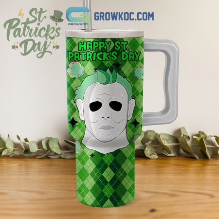 Michael Myers Halloween St. Patrick’s Day Fan 30oz or 40oz Stainless Tumbler With Handle NVA