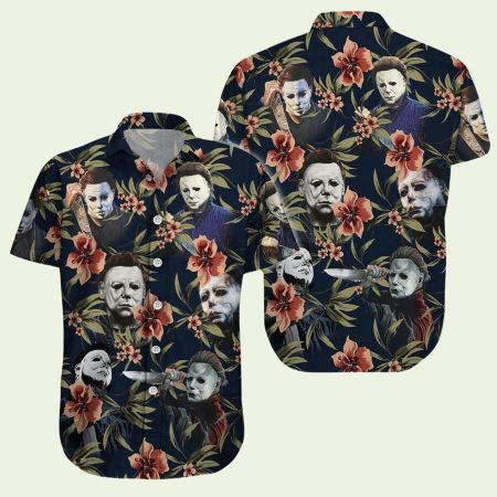 Michael Myers Horror Movie Floral Hawaiian Shirt