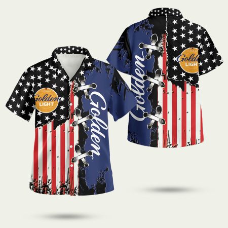 Michelob Golden Light American Flag Hawaiian Shirt