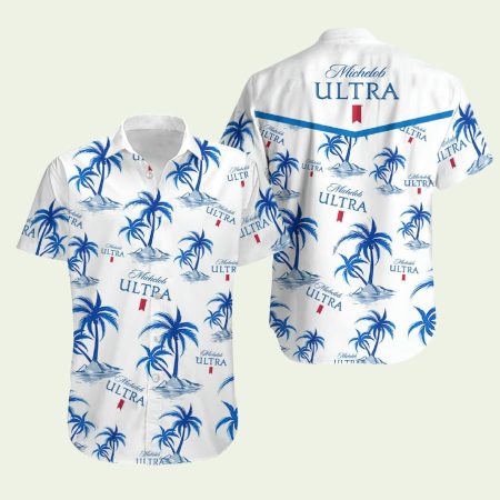Michelob Ultra Logo Coconut Island White Hawaiian Shirt