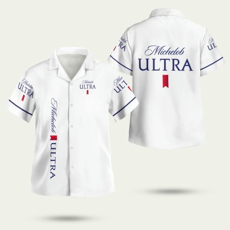 Michelob ULTRA Logo White Pattern Hawaiian Shirt