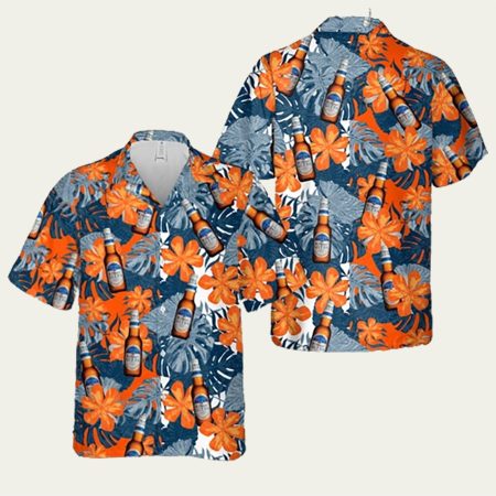 Michelob Ultra Beer Logo Floral Orange Hawaiian Shirt