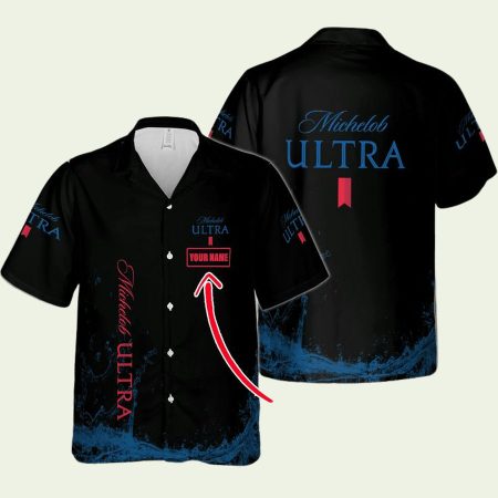 Personalized Michelob Ultra Logo Black Pattern Hawaiian Shirt