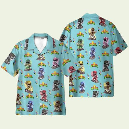 Mighty Morphin Power Rangers Cyan Hawaiian Shirt
