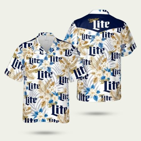 Miller Lite Logo Floral Hawaiian Shirt