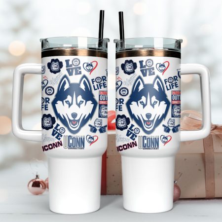 Uconn Huskies NCAA Sport NCAA Basketball Sport Custom  Quencher 40oz Stainless Steel Tumbler HG