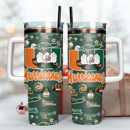 Miami Hurricanes NCAA Sport Custom  Quencher 40oz Stainless Steel Tumbler HG