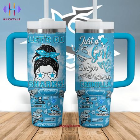 NRL Cronulla-Sutherland Sharks Just A Girl In Love With Her Quencher 30oz or 40oz Stainless Steel Tumbler With Handle NVA