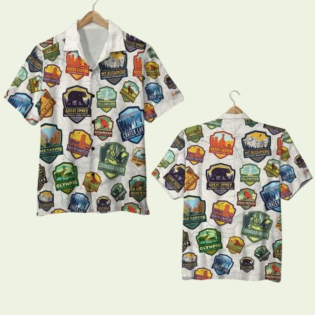 National Park Seamless Pattern Hawaiian Shirt