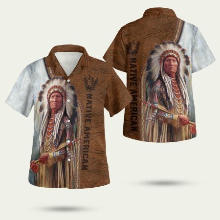 Native American Native American Chief Leather Hawaiian Shirt
