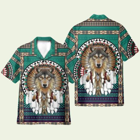 Native American Wolf Hawaiian Shirt