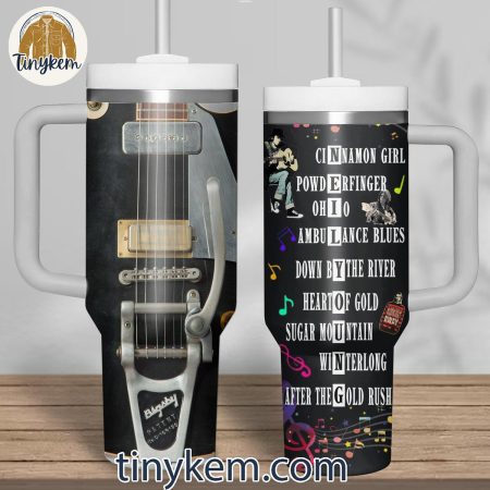 Neil Young 30oz or 40oz Stainless Steel Tumbler With Handle HG With Handle