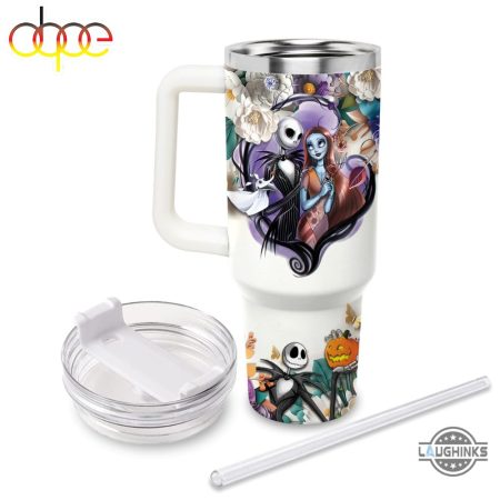 Nightmare Before Christmas Custom Name Jack Skellington 3D Colorful Flower Printed 30oz or 40oz Quencher Tumbler LN
