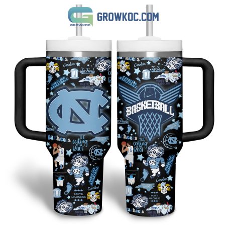 North Carolina Tar Heels The Ceiling Is The Roof 30oz or 40oz Stainless Tumbler With Handle NVA Black Version
