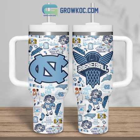 North Carolina Tar Heels The Ceiling Is The Roof White Design 30oz or 40oz Stainless Tumbler With Handle NVA