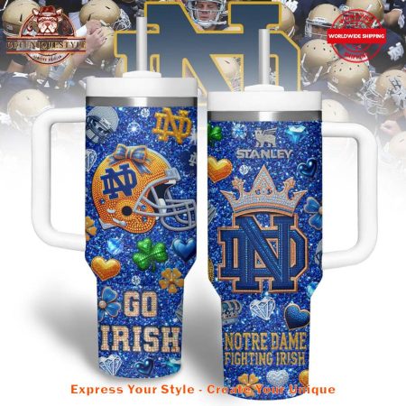 Notre Dame Fighting Irish Go Irish 40oz   30oz or 40oz Stainless Steel Tumbler With Handle HG