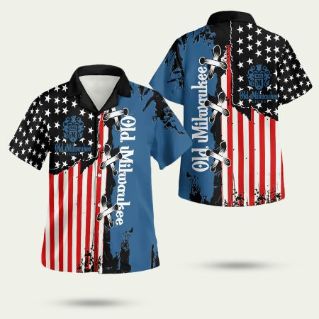 Old Milwaukee American Flag Hawaiian Shirt