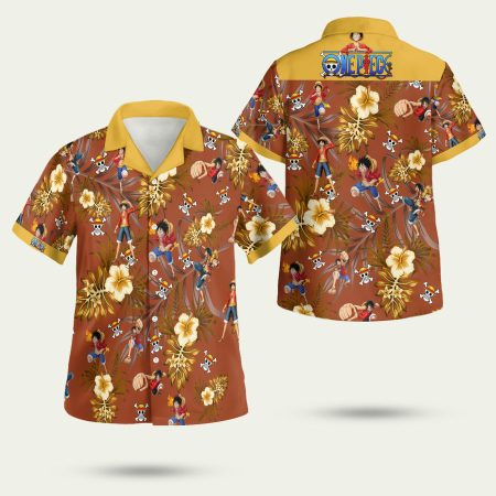 One Piece Anime Hibiscus Flower Hawaiian Shirt