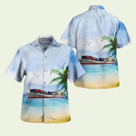 Oocl Container Ship Button Up Hawaiian Shirt