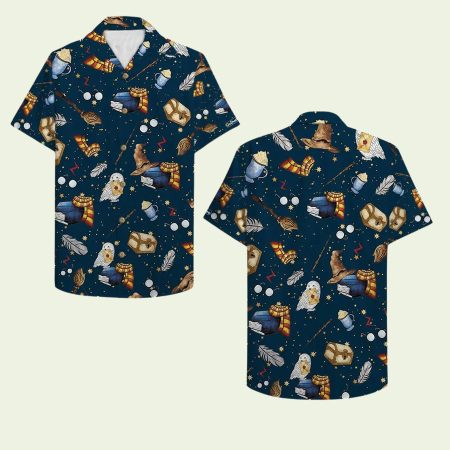 Owl And Scarf Seamless Pattern Hawaiian Shirt