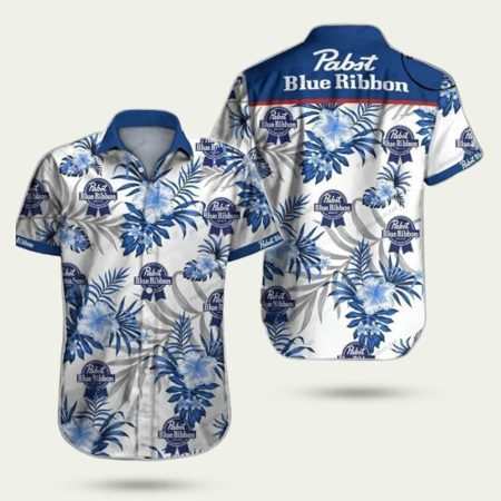 Pabst blue ribbon floral hawaiian shirt