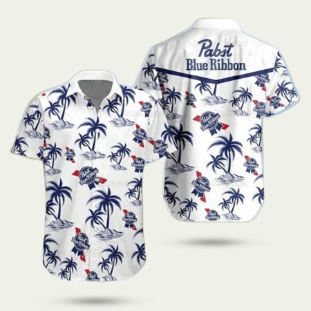 Pabst blue ribbon island pattern hawaiian shirt