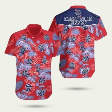Pabst blue ribbon Palm Leaves pattern hawaiian shirt
