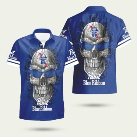 Pabst blue ribbon skull rose special hawaiian shirt