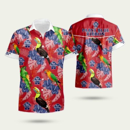 Pabst blue ribbon tropical summer beach hawaiian shirt