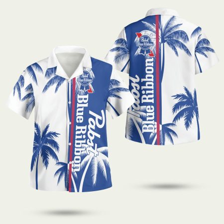 Pabst blue ribbon white and dark blue coconut Hawaiian Shirt