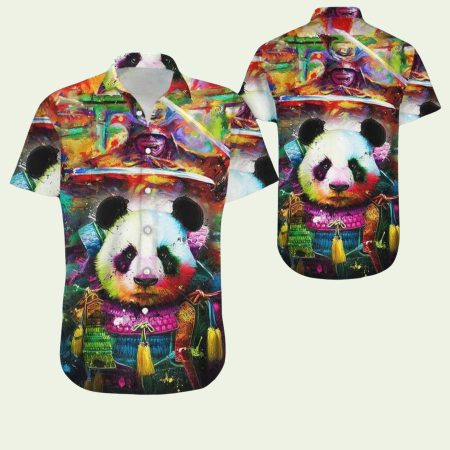 Panda Tie Dye Pattern Hawaiian Shirt