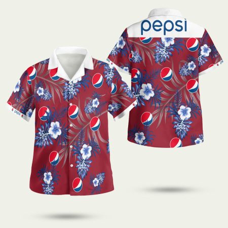 Pepsi Logo Blue Hibiscus Flower Hawaiian Shirt